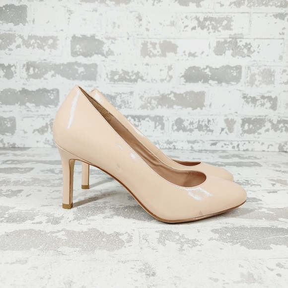 New Cole Haan  Gabbie   Patent Leather Cream Almond Toe Pumps I715 - Picture 7 of 13